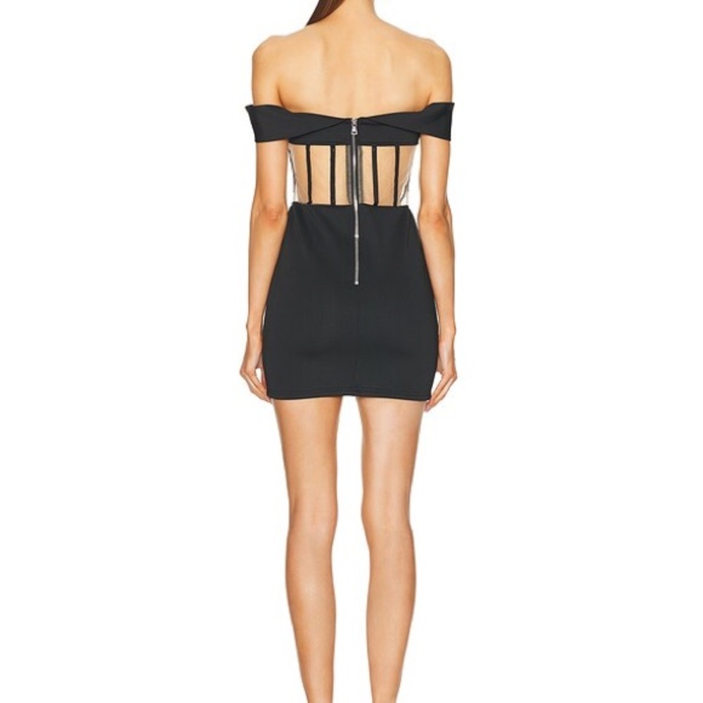 NEW RTA Road To Awe Black Evie Mesh Cocktail Off-Shoulder Mini Dress Large - Picture 10 of 11